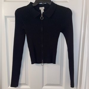 TILLYS/MELROSE BLACK RIBBED ZIP SWEATER